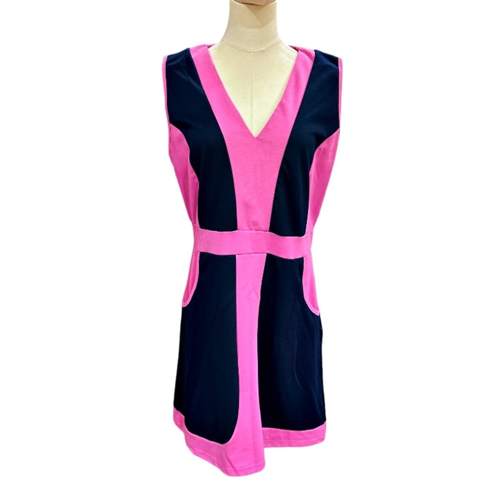Vfish Vera Fishbaugh Colorblock Short Dress Size L Mod Sleeveless Tenniscore